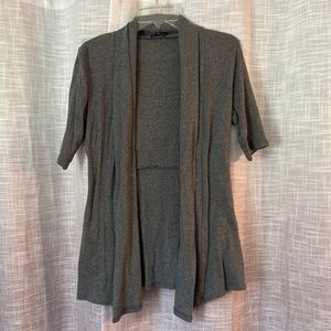 Grey, open front cardigan with half sleeves
